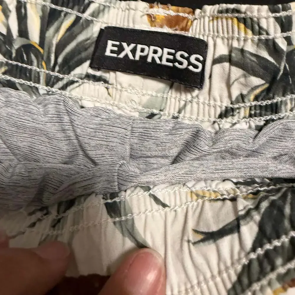 EXPRESS Men's Pineapple Print Swim Trunks Drawstring Board Shorts Size S